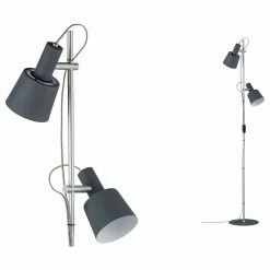 Neordic Stehleuchte Haldar, E14, grau, chrom, 2-flammig