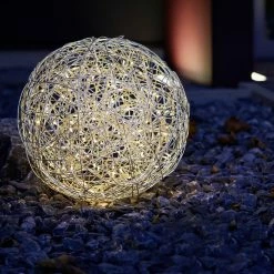 famlights | LED Kugelleuchte Drahtkugel Aluminium in Chrom