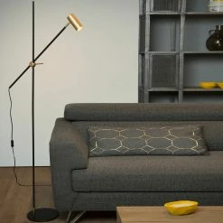 Stehleuchte Mit Lesearm Philine in Schwarz und Gold GU10