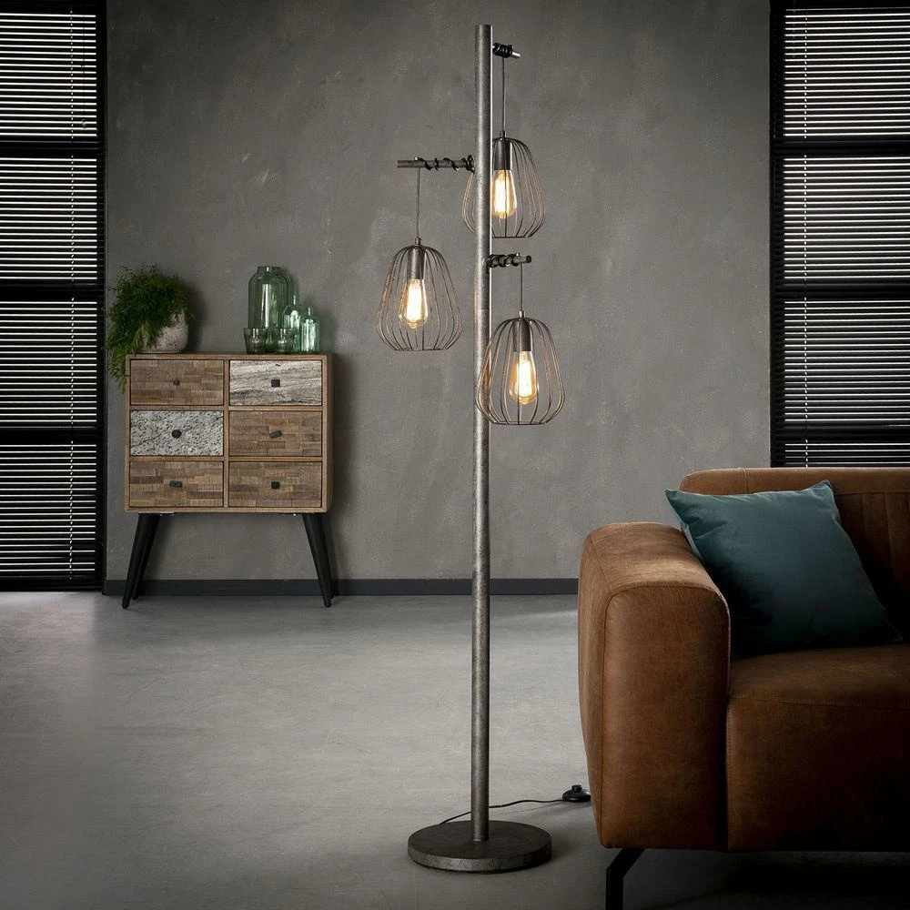 famlights | Stehleuchte Madeleine in Silber 3xE27 1730mm 3 famlights | Stehleuchte Madeleine in Silber 3xE27 1730mm