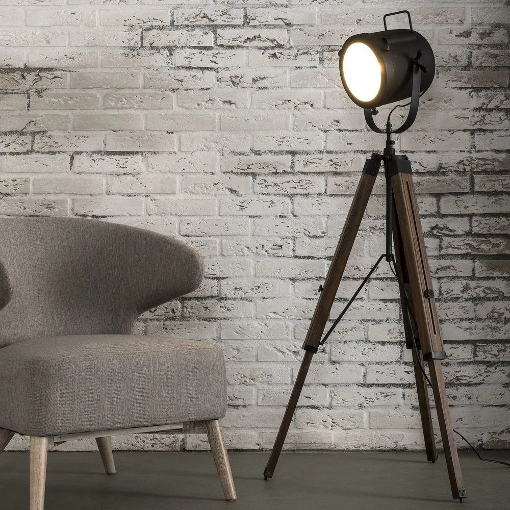 famlights | Stehleuchte Miriam aus Holz und Metall in Schwarz im Vintage Stil E27 3 famlights | Stehleuchte Miriam aus Holz und Metall in Schwarz im Vintage Stil E27