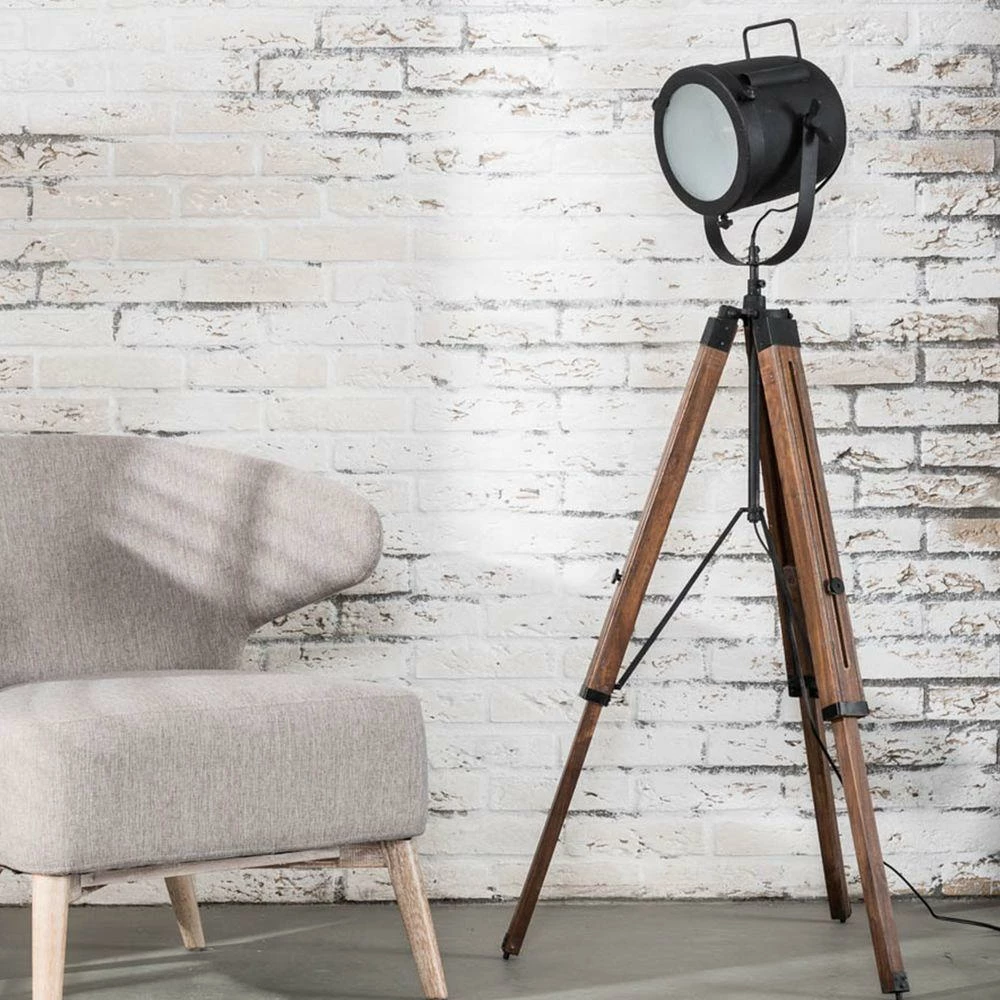 famlights | Stehleuchte Miriam aus Holz und Metall in Schwarz im Vintage Stil E27 4 famlights | Stehleuchte Miriam aus Holz und Metall in Schwarz im Vintage Stil E27 – Bild 2