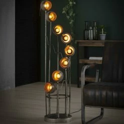 famlights | Stehleuchte Nikita in Silber E27 8-flammig