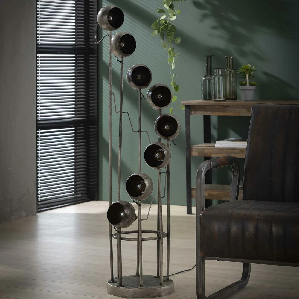 famlights | Stehleuchte Nikita in Silber E27 8-flammig 4 famlights | Stehleuchte Nikita in Silber E27 8-flammig – Bild 2