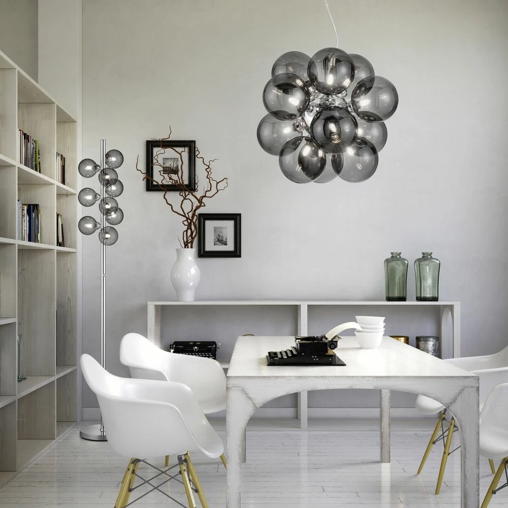 Stehleuchte Alicia in Chrom und Grau G9 9-flammig 4 Stehleuchte Alicia in Chrom und Grau G9 9-flammig – Bild 2