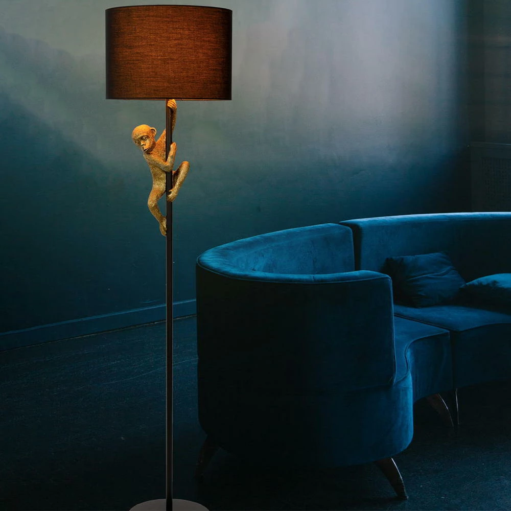 Affenstehlampe Chimp in Gold und Schwarz E27 3 Affenstehlampe Chimp in Gold und Schwarz E27