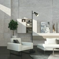 Stehleuchte Fjorgard in Schwarz und Silber E27 2-flammig