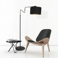 Stehleuchte Linstrom in Schwarz und Gold E27