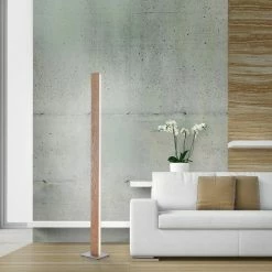 Q-Smart LED Stehleuchte Q-Timber in Natur-hell und Silber 20W 2750lm