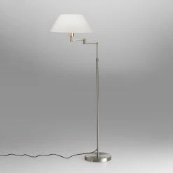 Stehleuchte Bridge in Weiß und Nickel-matt E27