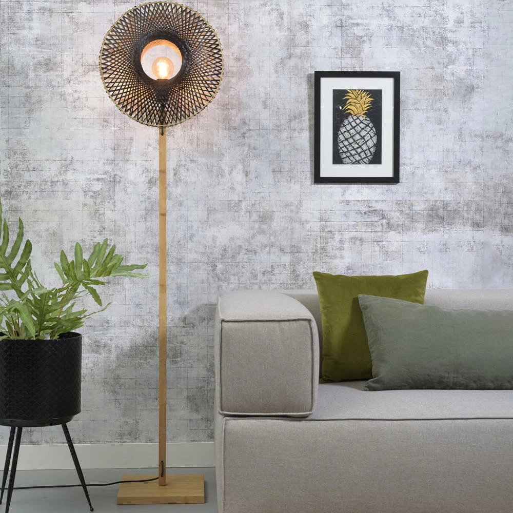 Stehleuchte Kalimantan in Natur-hell und Schwarz E27 3 Stehleuchte Kalimantan in Natur-hell und Schwarz E27