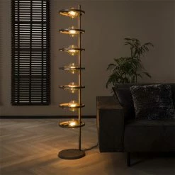 famlights | Stehleuchte Annabell in Altsilber E27 7-flammig