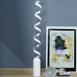 LED Stehleuchte Helix in Weiß und Silber 30W 2400lm