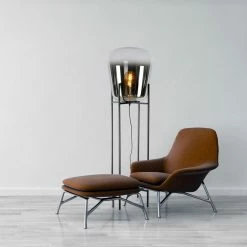 Stehleuchte Glorio in Schwarz-transparent und Schwarz E27