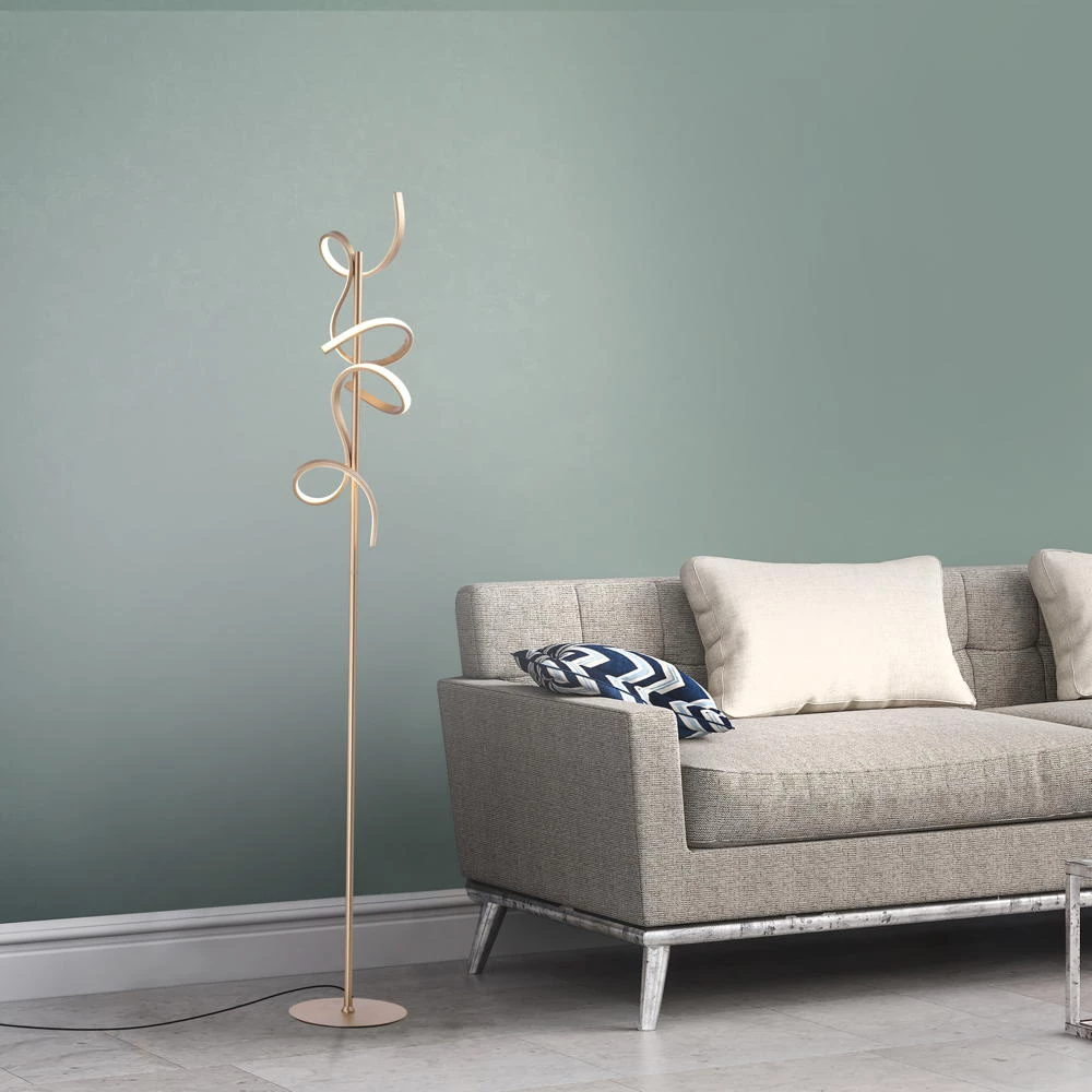 LED Stehleuchte Curls in Gold 2x 11W 2720lm 3 LED Stehleuchte Curls in Gold 2x 11W 2720lm