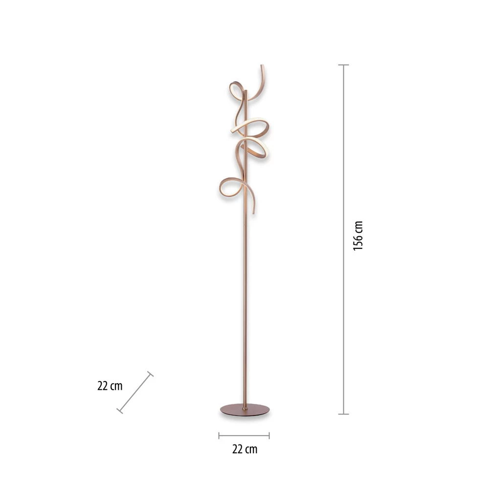 LED Stehleuchte Curls in Gold 2x 11W 2720lm 12 LED Stehleuchte Curls in Gold 2x 11W 2720lm – Bild 10