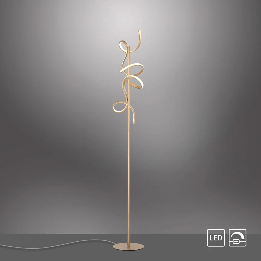 LED Stehleuchte Curls in Gold 2x 11W 2720lm 4 LED Stehleuchte Curls in Gold 2x 11W 2720lm – Bild 2