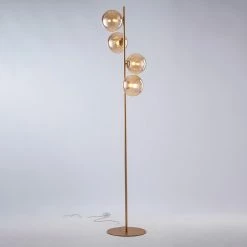 Stehleuchte Neptun in Bernstein und Messing G9